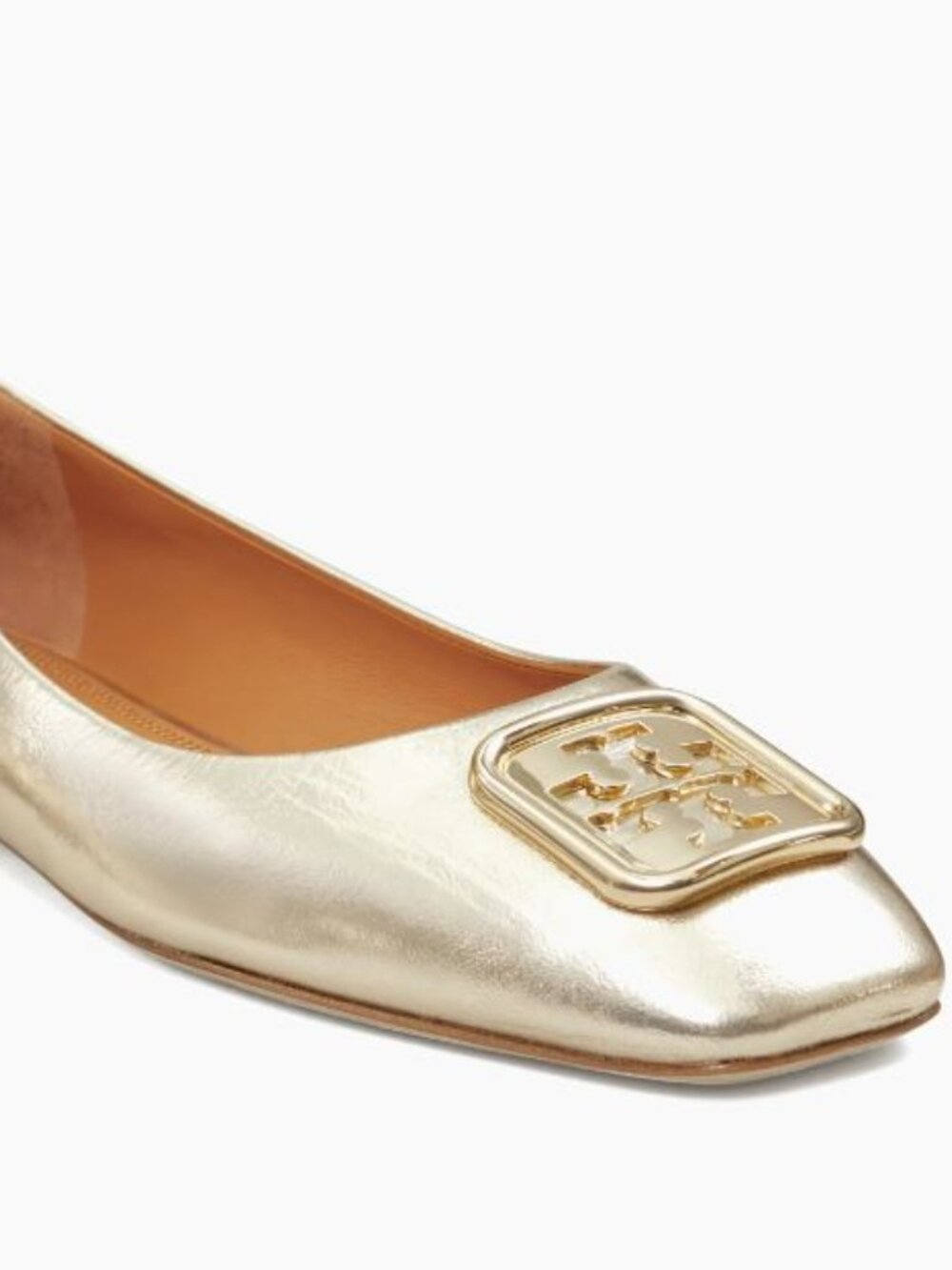 Tory Burch Women's Georgia Metallic Leather Ballet Flats Spark Gold Size 7 M